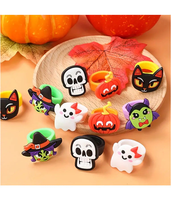 Set 12 Anelli Halloween in Silicone - Accessori Party Tema Horror