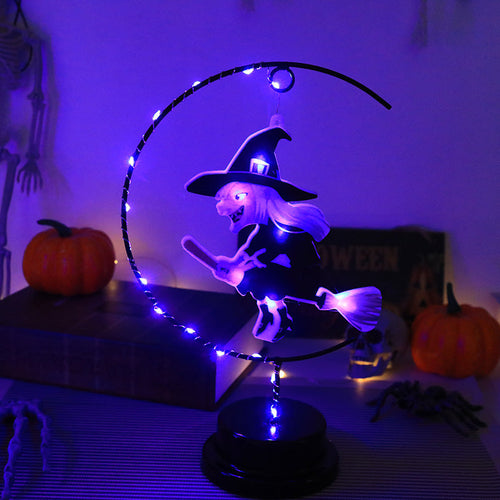 Lampada Halloween Strega LED in Ferro Battuto - Decorazione Atmosfera