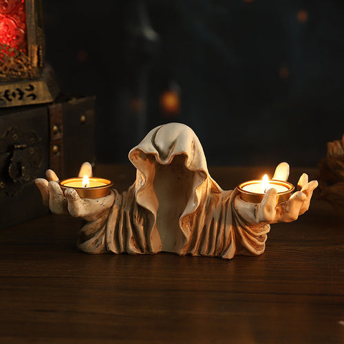 Candelabro Halloween Gatto Magico - Ornamento Decorativo Tavola in Resina