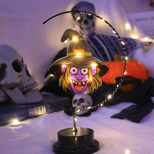 Lampada Halloween Strega LED in Ferro Battuto - Decorazione Atmosfera