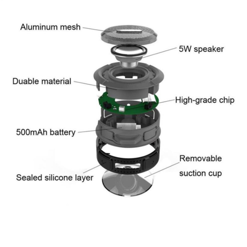 Speaker Bluetooth Impermeabile Mini Portatile con Ventosa - Cassa Wireless Doccia